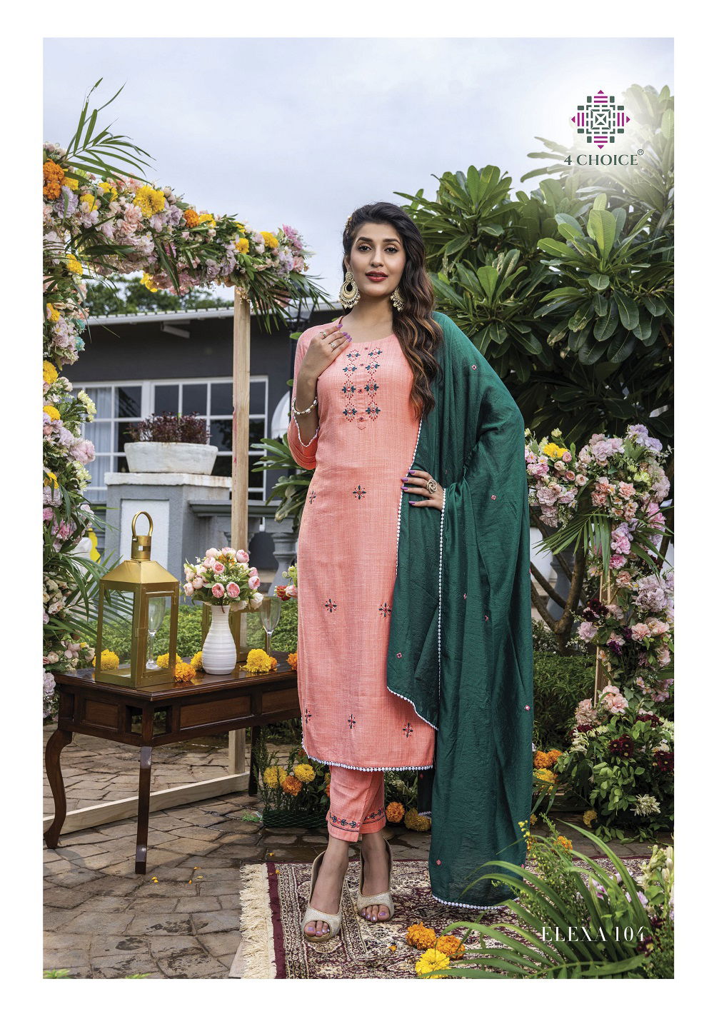 4 Choice Elexa Printed Viscose Kurti Pant With Dupatta Collection
